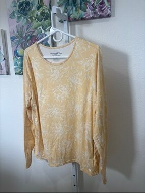 Hang Ten Soft Yellow Floral Long Sleeve Shirt